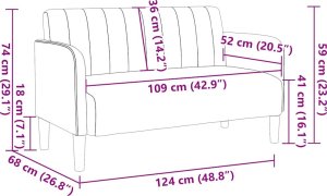 vidaXL Sofa dwuosobowa Jasnoszara 109 cm Aksamit 8