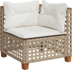 vidaXL Narożny moduł sofy z poduszkami, beżowy, polirattan 2