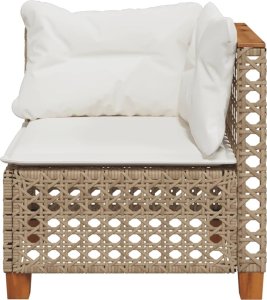 vidaXL Narożny moduł sofy z poduszkami, beżowy, polirattan 4