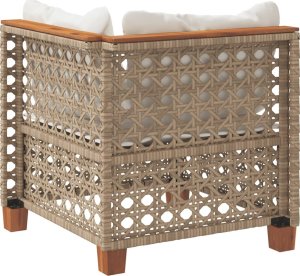 vidaXL Narożny moduł sofy z poduszkami, beżowy, polirattan 6