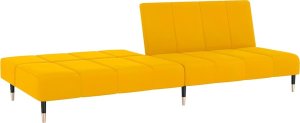 vidaXL 2-osobowa kanapa, żółta, tapicerowana aksamitem 4