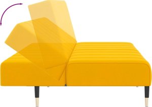 vidaXL 2-osobowa kanapa, żółta, tapicerowana aksamitem 7