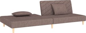 vidaXL 2-osobowa kanapa, 2 poduszki, kolor taupe, tapicerowana tkaniną 4