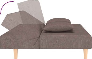 vidaXL 2-osobowa kanapa, 2 poduszki, kolor taupe, tapicerowana tkaniną 7