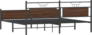 vidaXL Metalowa rama łóżka, bez materaca, brązowy dąb, 200x200 cm 8