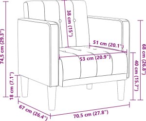 vidaXL Sofa Fotel z Podłokietnikami Ciemnoszary 53 cm Aksamit 8