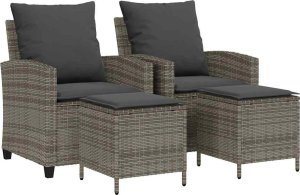 vidaXL 4-cz. zestaw wypoczynkowy do ogrodu, poduszki, szary, rattan PE 2