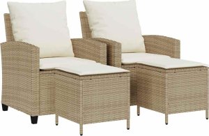 vidaXL 4-cz. zestaw mebli ogrodowych z poduszkami, beżowy, polirattan 2