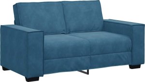 vidaXL Sofa 2-osobowa, niebieski, 120 cm, tapicerowana aksamitem 2