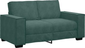 vidaXL Sofa 2-osobowa, ciemnozielona, 120 cm, tapicerowana aksamitem 2