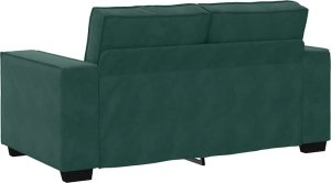 vidaXL Sofa 2-osobowa, ciemnozielona, 120 cm, tapicerowana aksamitem 6