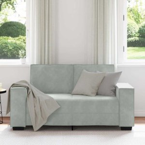 vidaXL Sofa 2-osobowa, jasnoszara, 120 cm, tapicerowana aksamitem 3