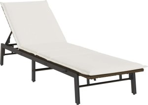 vidaXL Leżak z poduszką, brązowy, polirattan 2