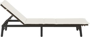 vidaXL Leżak z poduszką, brązowy, polirattan 7