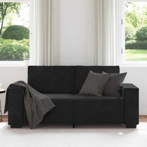 vidaXL Sofa 2-osobowa, czarna, 140 cm, tapicerowana aksamitem 3