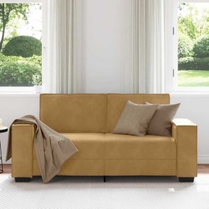 vidaXL Sofa 2-osobowa, brązowa, 140 cm, tapicerowana aksamitem 3