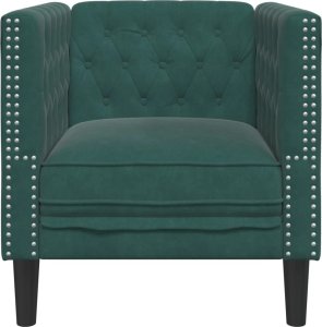 Fotel Chesterfield, ciemnozielony, tapicerowany aksamitem 4