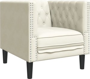 Fotel Chesterfield, kremowy, tapicerowany aksamitem 2