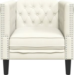 Fotel Chesterfield, kremowy, tapicerowany aksamitem 4