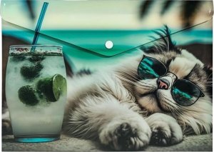 Koperta A4 PP na napę z nadrukiem Chillout Cat 1