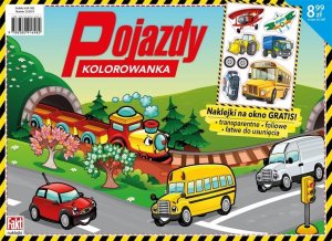 Pojazdy. Kolorowanka z naklejkami na okno 1
