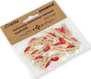Dekoracje drewniane klamerki biedronki 15szt 1