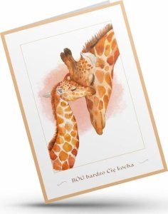 Karnet - Bóg bardzo Cię kocha - żyrafy 1