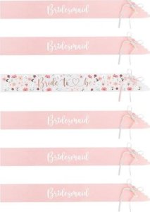 Szarfy Bride to be i Bridesmaid 76cm 6szt 1