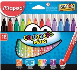 Maped Flamastry Colorpeps maxi trójkątne 12 kolorów (205572) 1