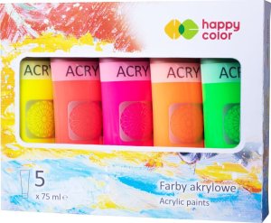 Farba akrylowa zestaw 5 kolorów x 75 ml kolory fluo 1
