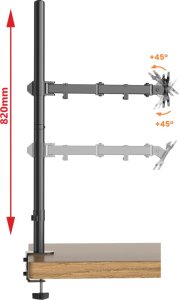 Wysoki 80cm Biurkowy Uchwyt na Monitor 13-32 cale VX-23A Uniwersalny Regulowany 2