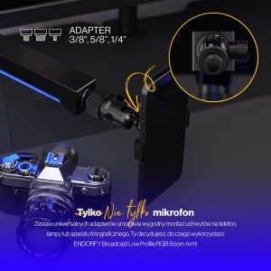 Endorfy Statyw biurkowy Broadcast Low Profile RGB Boom Arm (EY0A010) 17