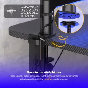 Endorfy Statyw biurkowy Broadcast Low Profile RGB Boom Arm (EY0A010) 21