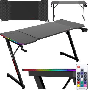 Biurko gamingowe SHADOW GAMER 2.0 140 cm LED RGB podkładka 1