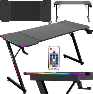 Biurko Shadow Gamer 2.0 LED RGB Czarne 140 cmx60 cm 4