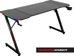 Biurko Shadow Gamer 2.0 LED RGB Czarne 140 cmx60 cm 5