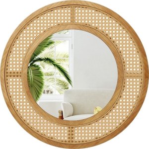 Dekoracyjne rattanowe lustro w stylu boho 1