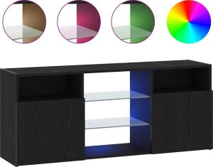 vidaXL Szafka pod TV z oświetleniem LED, czarny dąb, 120x30x50 cm 2