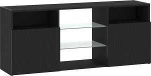 vidaXL Szafka pod TV z oświetleniem LED, czarny dąb, 120x30x50 cm 3