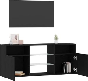 vidaXL Szafka pod TV z oświetleniem LED, czarny dąb, 120x30x50 cm 5