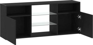 vidaXL Szafka pod TV z oświetleniem LED, czarny dąb, 120x30x50 cm 6