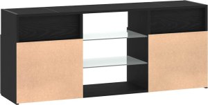 vidaXL Szafka pod TV z oświetleniem LED, czarny dąb, 120x30x50 cm 9
