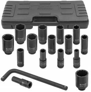 Zestaw nasadek udarowych głębokich 1/2" 15+1el. (6-kątnych) (10-36mm) 3