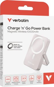 Verbatim Verbatim, powerbank z �adowaniem bezprzewodowym, 5V, �adowanie telefonu, 32267, 10 000mAh, Mocowanie magnetyczne, r�owa 3