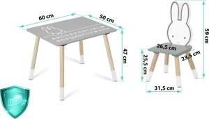 Ricokids Stolik z dwoma krzesełkami dla dzieci RC-847 Króliczek 5