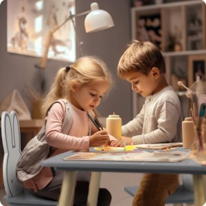 Ricokids Stolik z dwoma krzesełkami dla dzieci RC-847 Króliczek 6