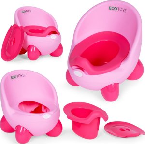 Nocnik toaleta sedes dla dzieci wyjmowany wkład antypoślizgowe nóżki różowy ECOTOYS EDUKAMP 1