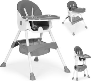 Ecotoys Fotelik krzesełko do karmienia dzieci tacka kosz 5 punktowe pasy szary 1