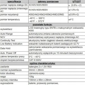 Unit Skaitmeninis multimetras, CAT III 600V, NCV,  600V AC/DC, 20MOm, -40~300C, 4000, UNI-T 4