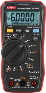Didelio tikslumo skaitmeninis multimetras AC/DC  600V;  AC/DC  10A; 50kHz; 40MO; 1000uF; LoZ; LPF; NCV; 60000; True RMS; BT, UNI-T 1